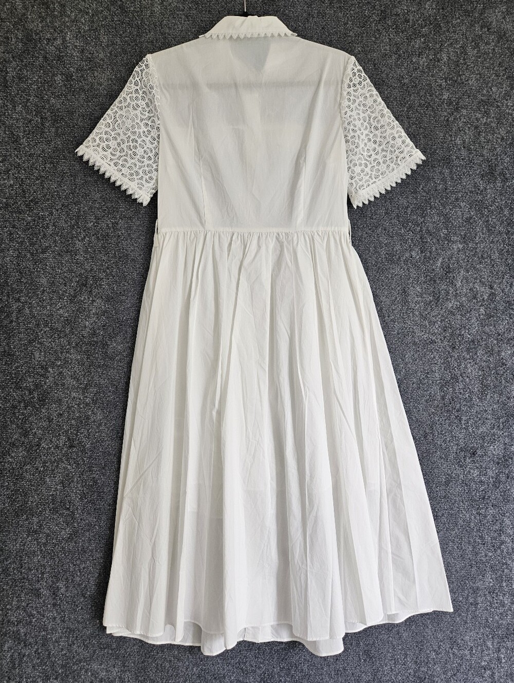 White Lace Detail Button Front Midi Dress Like New - Picture 4 of 8